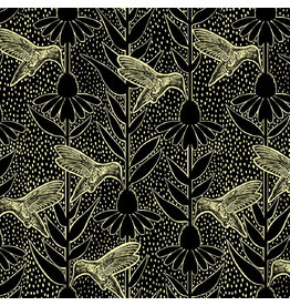 Anna Maria Indelible Ink, Humming in Black, Fabric Half-Yards