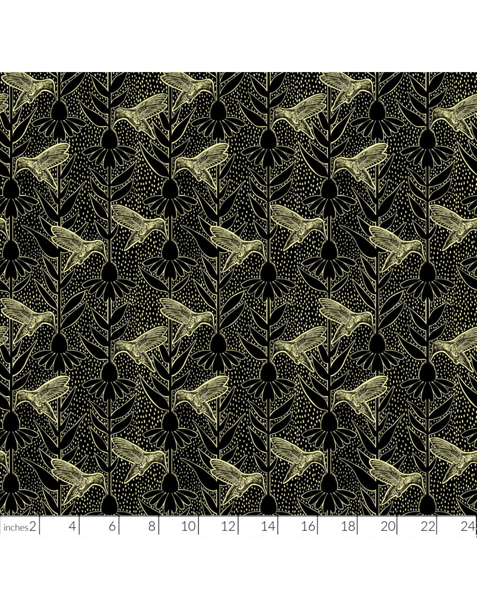 Anna Maria Indelible Ink, Humming in Black, Fabric Half-Yards
