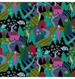Anna Maria Cozy Christmas, Flurry in Midnight, Fabric Half-Yards