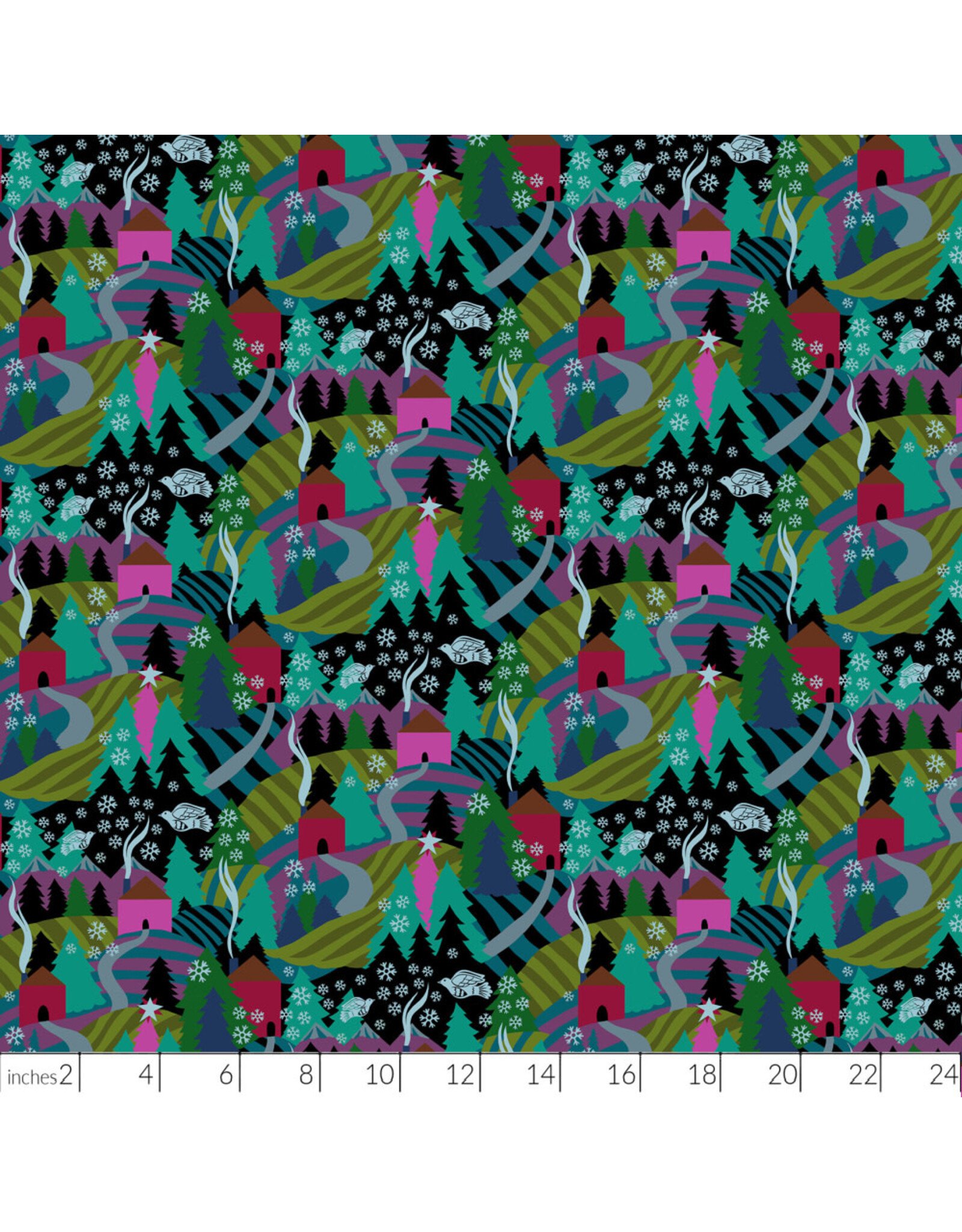 Anna Maria Cozy Christmas, Flurry in Midnight, Fabric Half-Yards