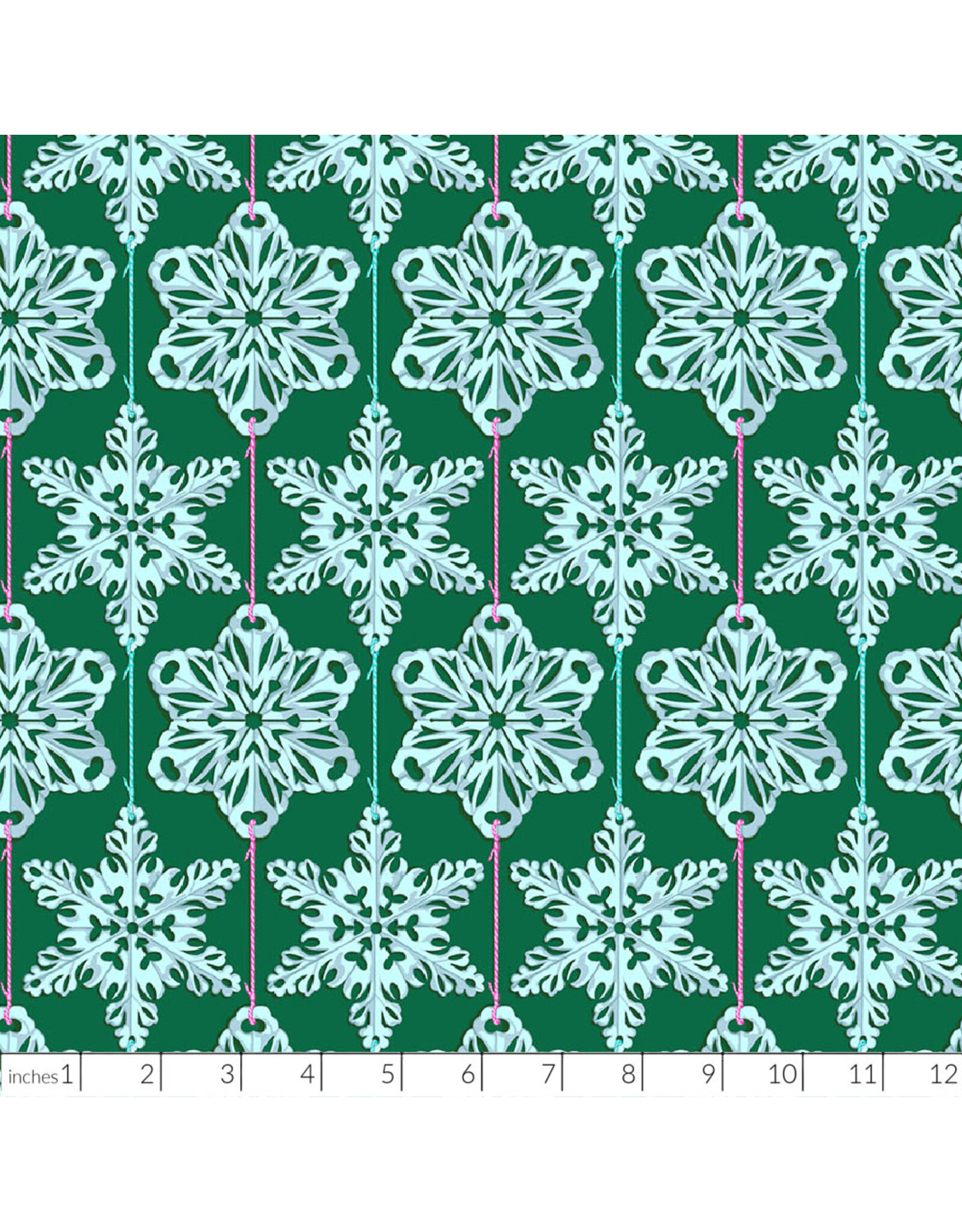 Anna Maria Cozy Christmas, Paperflakes in Mint, Fabric Half-Yards