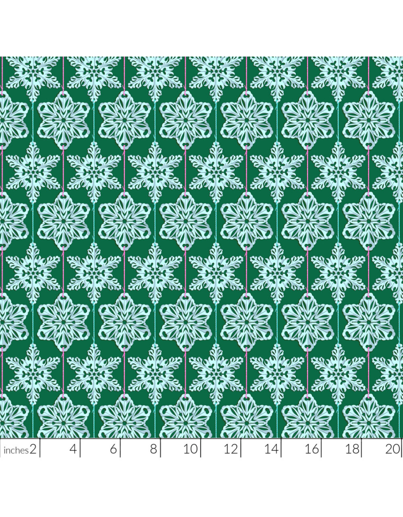 Anna Maria Cozy Christmas, Paperflakes in Mint, Fabric Half-Yards