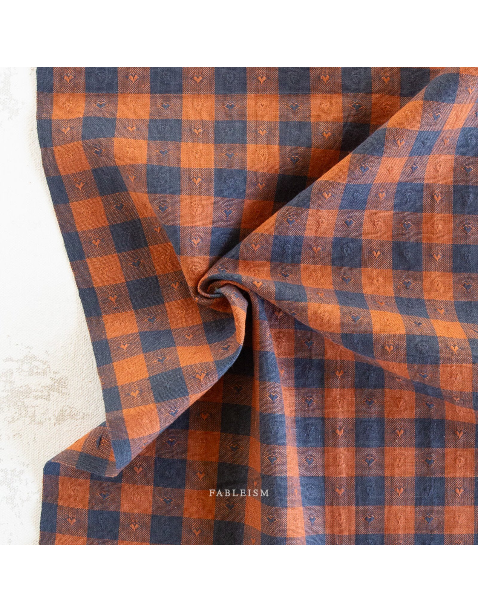 Fableism Queen of Hearts, Gingham Dobby Hearts in Sunday Best, Fabric Half-Yards