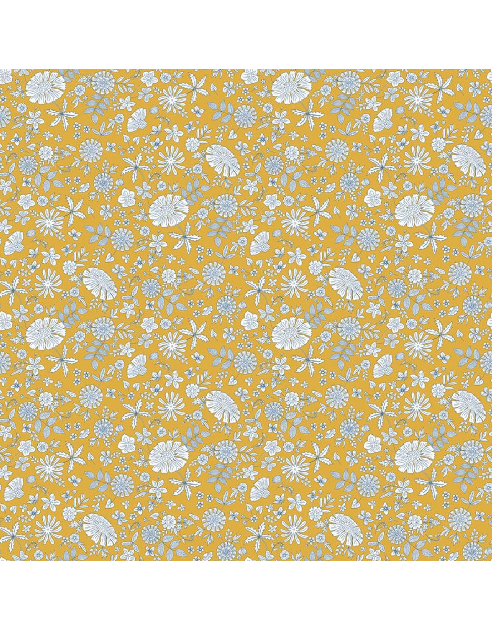 Figo Floral Romance, Marigold in Gold, Fabric Half-Yards
