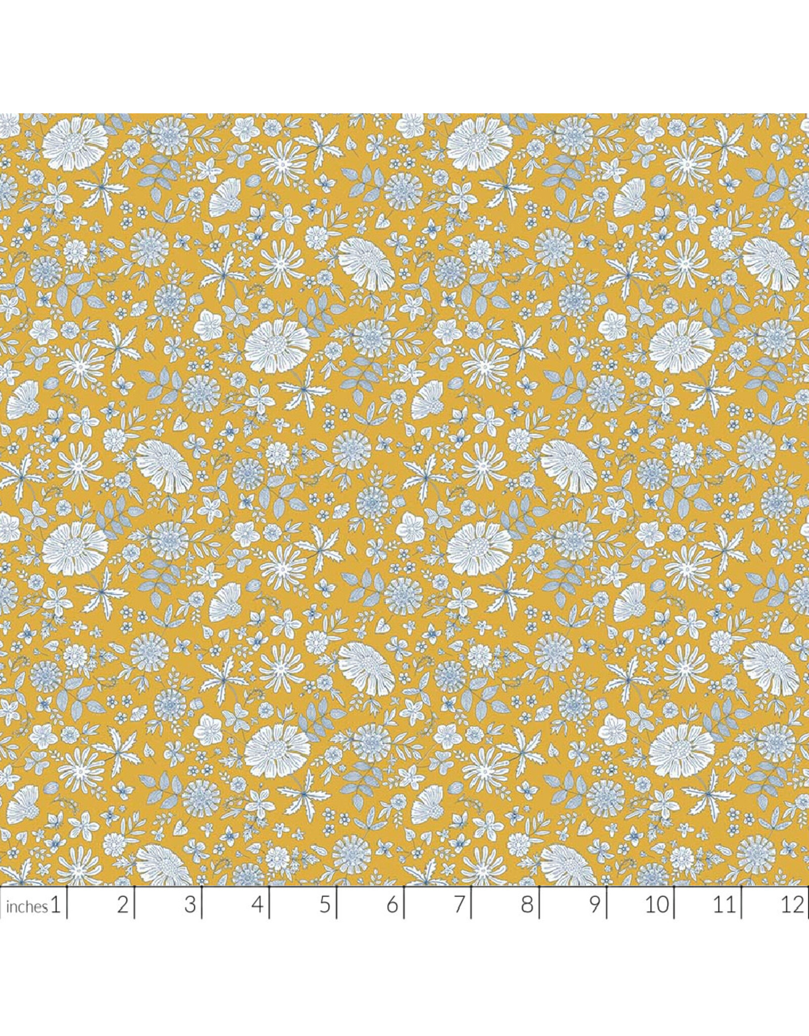 Figo Floral Romance, Marigold in Gold, Fabric Half-Yards