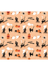 Figo Sweet Treats, Halloween Castles in Orange, Fabric Half-Yards