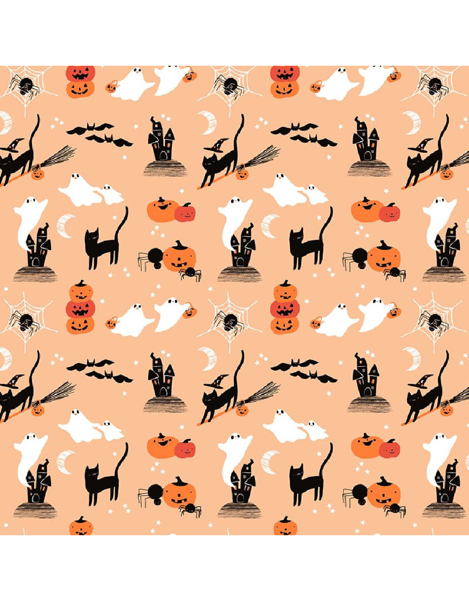 Figo Sweet Treats, Halloween Castles in Orange, Fabric Half-Yards