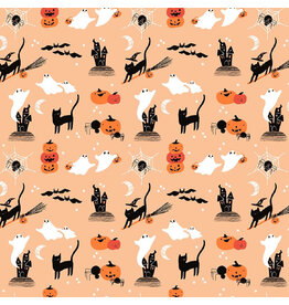 Figo Sweet Treats, Halloween Castles in Orange, Fabric Half-Yards