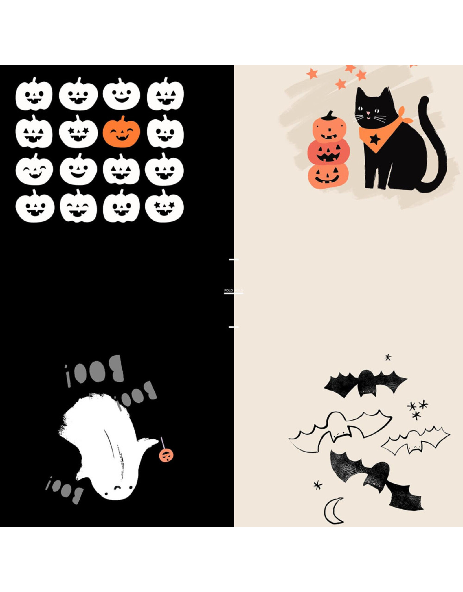 Figo Sweet Treats, Halloween Bag Panel in Black, 24" x 44" Panel
