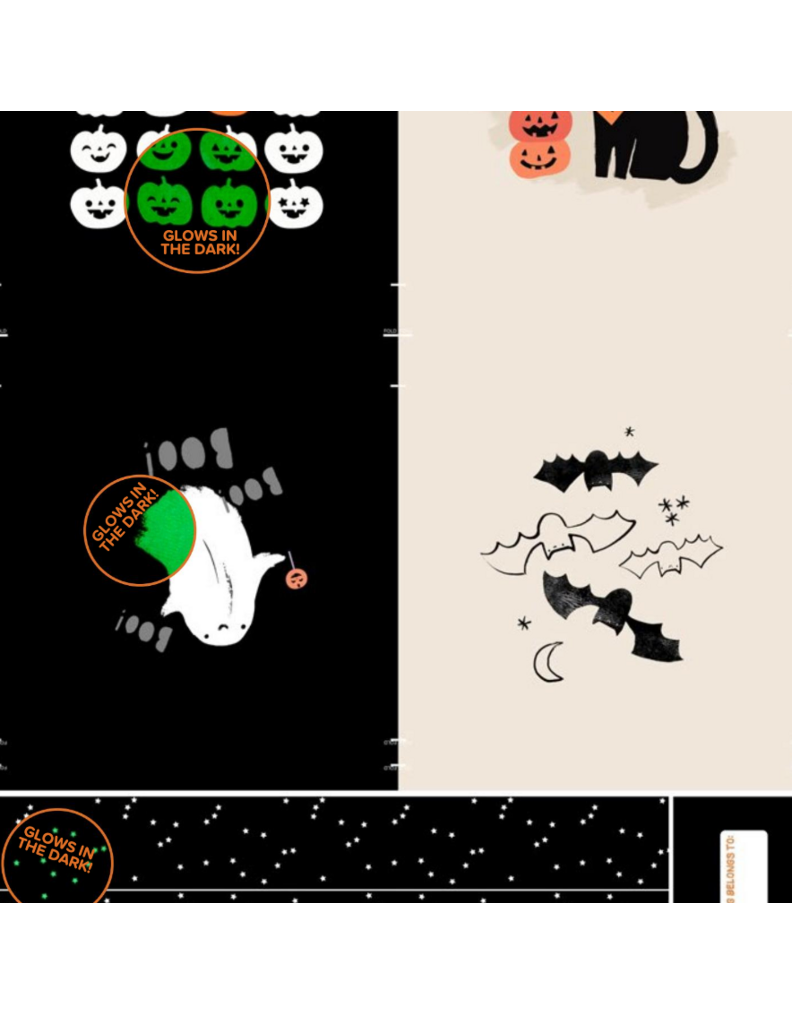 Figo Sweet Treats, Halloween Bag Panel in Black, 24" x 44" Panel