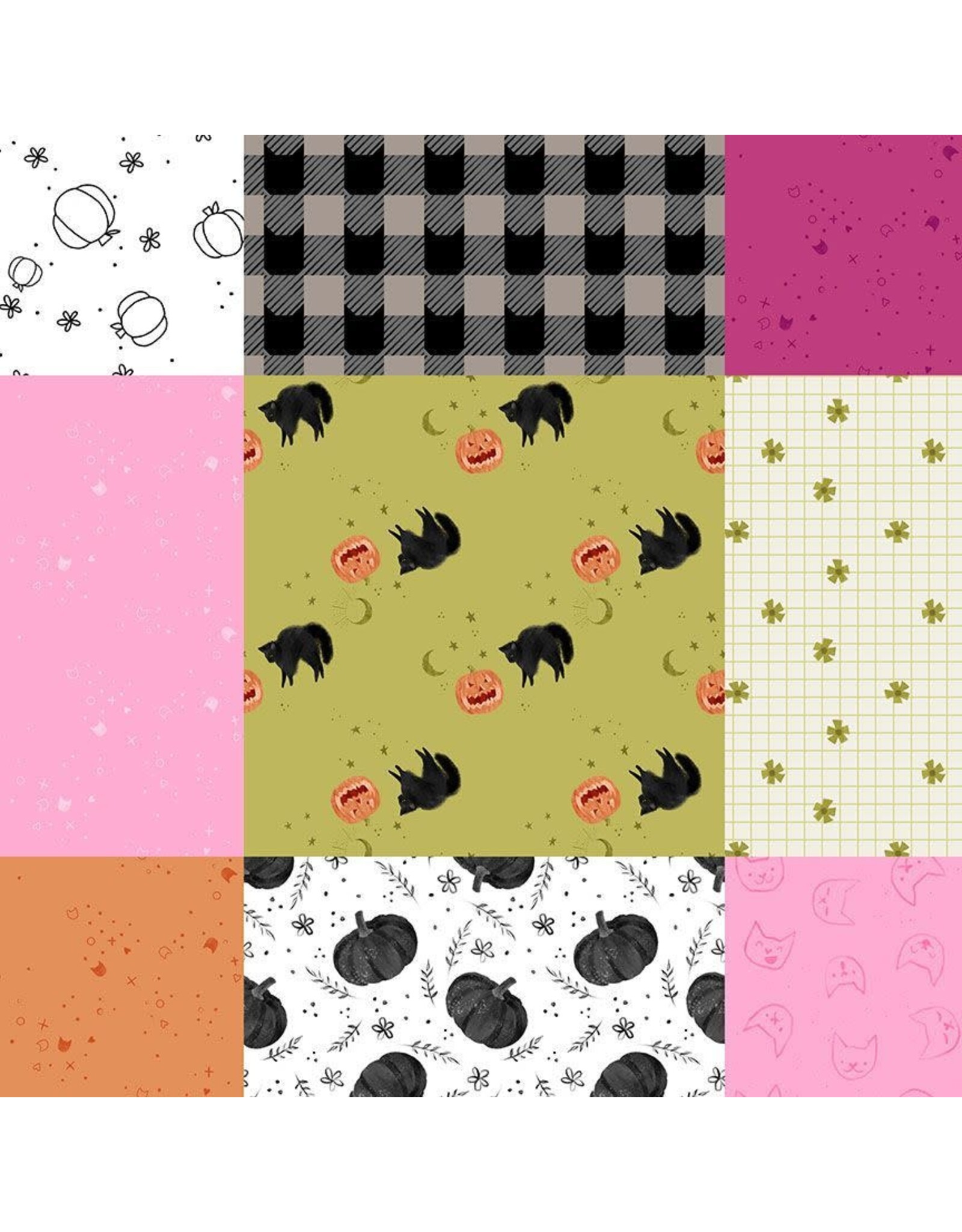 Dear Stella Ghouls Night Out, Patchwork in Muti, Fabric Half-Yards
