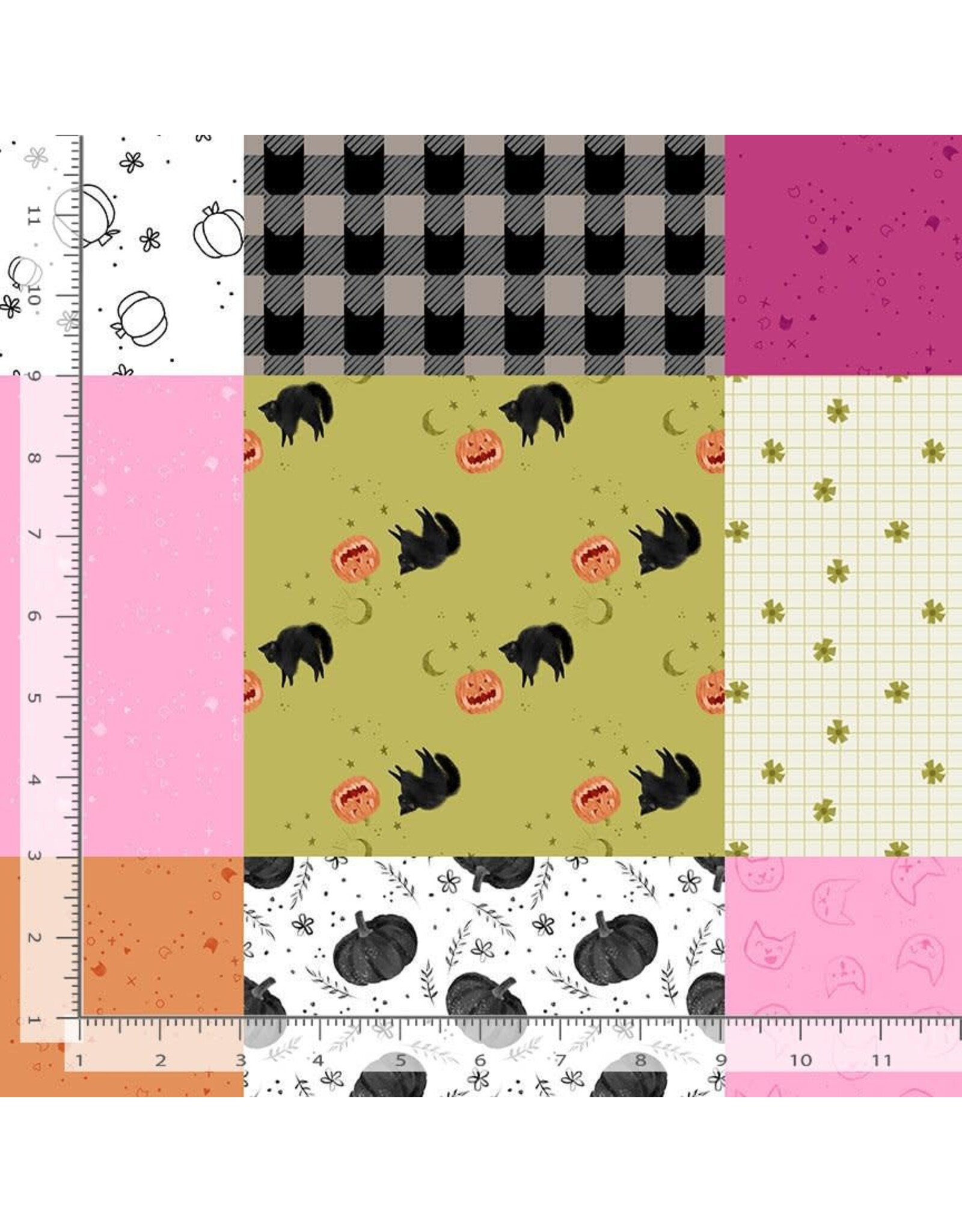 Dear Stella Ghouls Night Out, Patchwork in Muti, Fabric Half-Yards