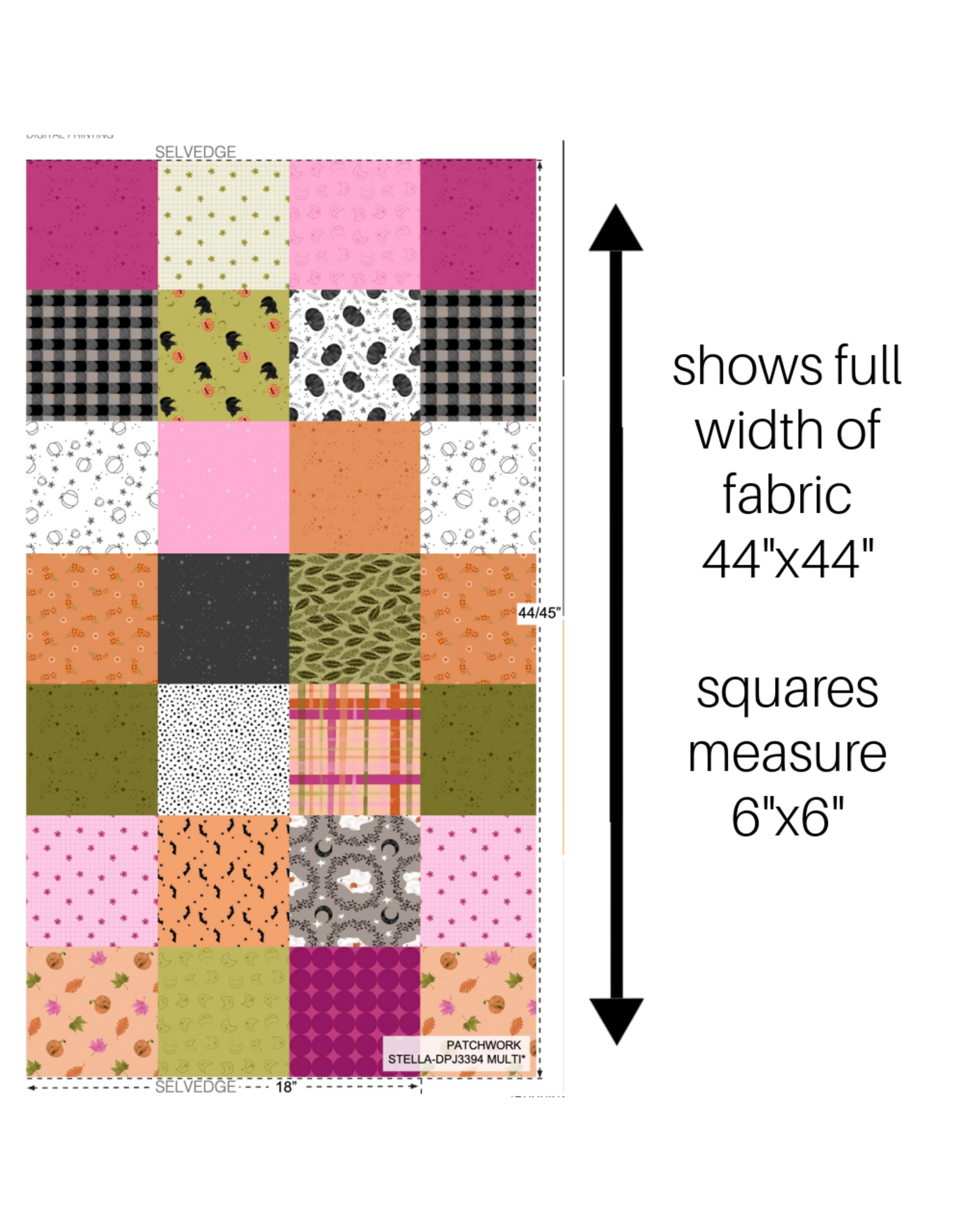 Dear Stella Ghouls Night Out, Patchwork in Muti, Fabric Half-Yards