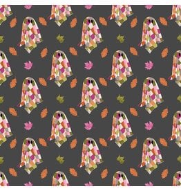 Dear Stella ON RE-ORDER (SEPT DELIVERY)-Ghouls Night Out, Patchy Ghosts in Iron, Fabric Half-Yards