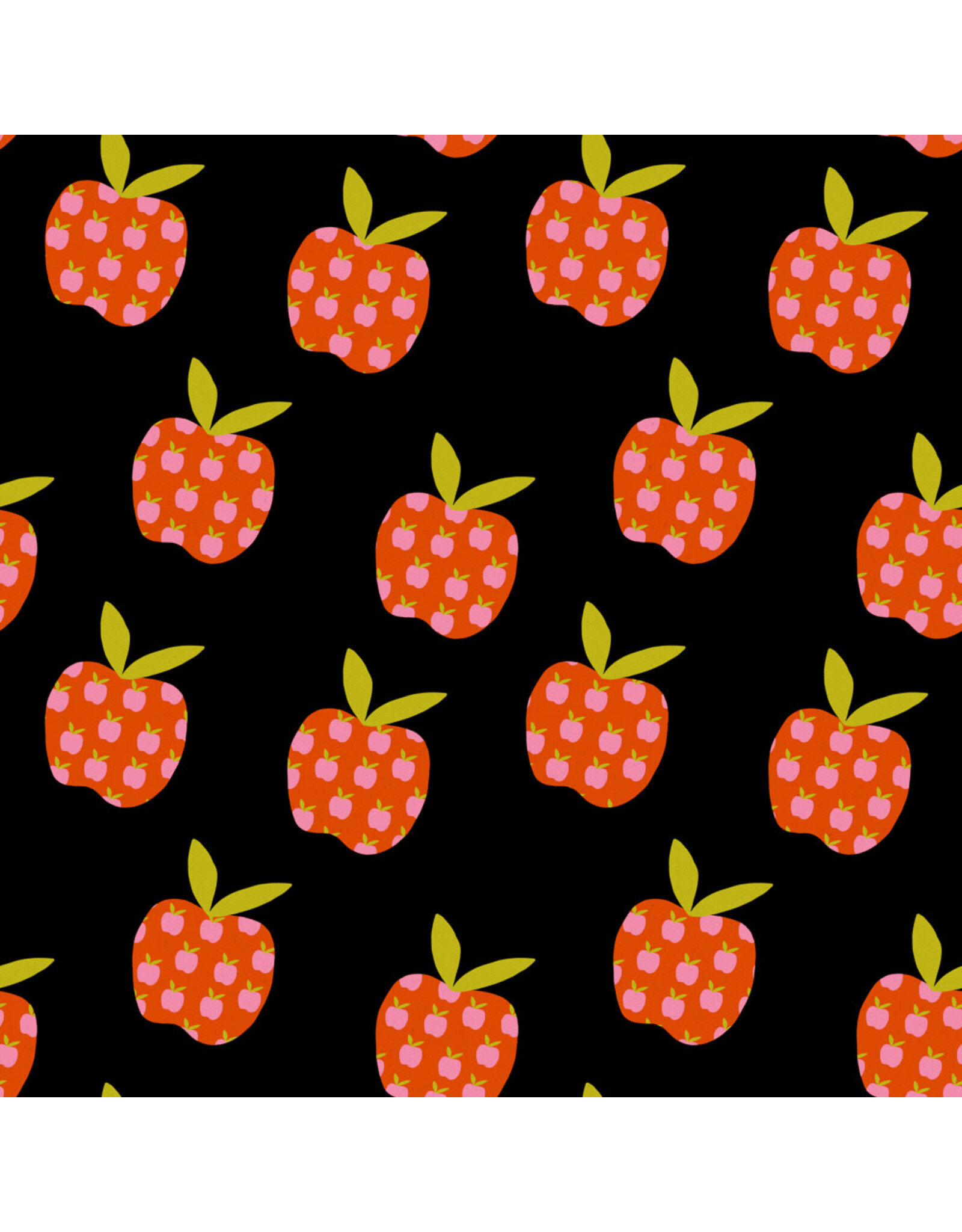 Alexia Abegg Linen/Cotton Canvas, Big Apple in Black, Fabric Half-Yards