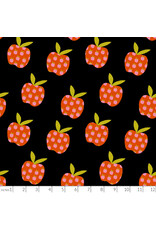 Alexia Abegg Linen/Cotton Canvas, Big Apple in Black, Fabric Half-Yards