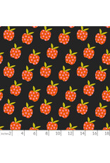 Alexia Abegg Linen/Cotton Canvas, Big Apple in Black, Fabric Half-Yards