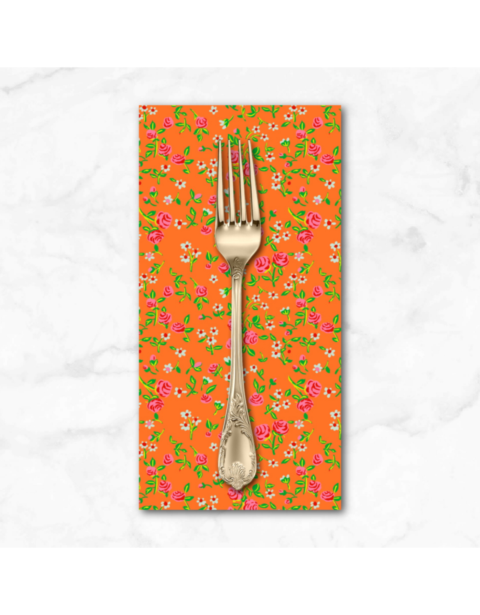PD's Heather Ross Collection Heather Ross By Hand, Mousy Floral in Tangerine, Dinner Napkin