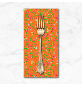 PD's Heather Ross Collection Heather Ross By Hand, Mousy Floral in Tangerine, Dinner Napkin