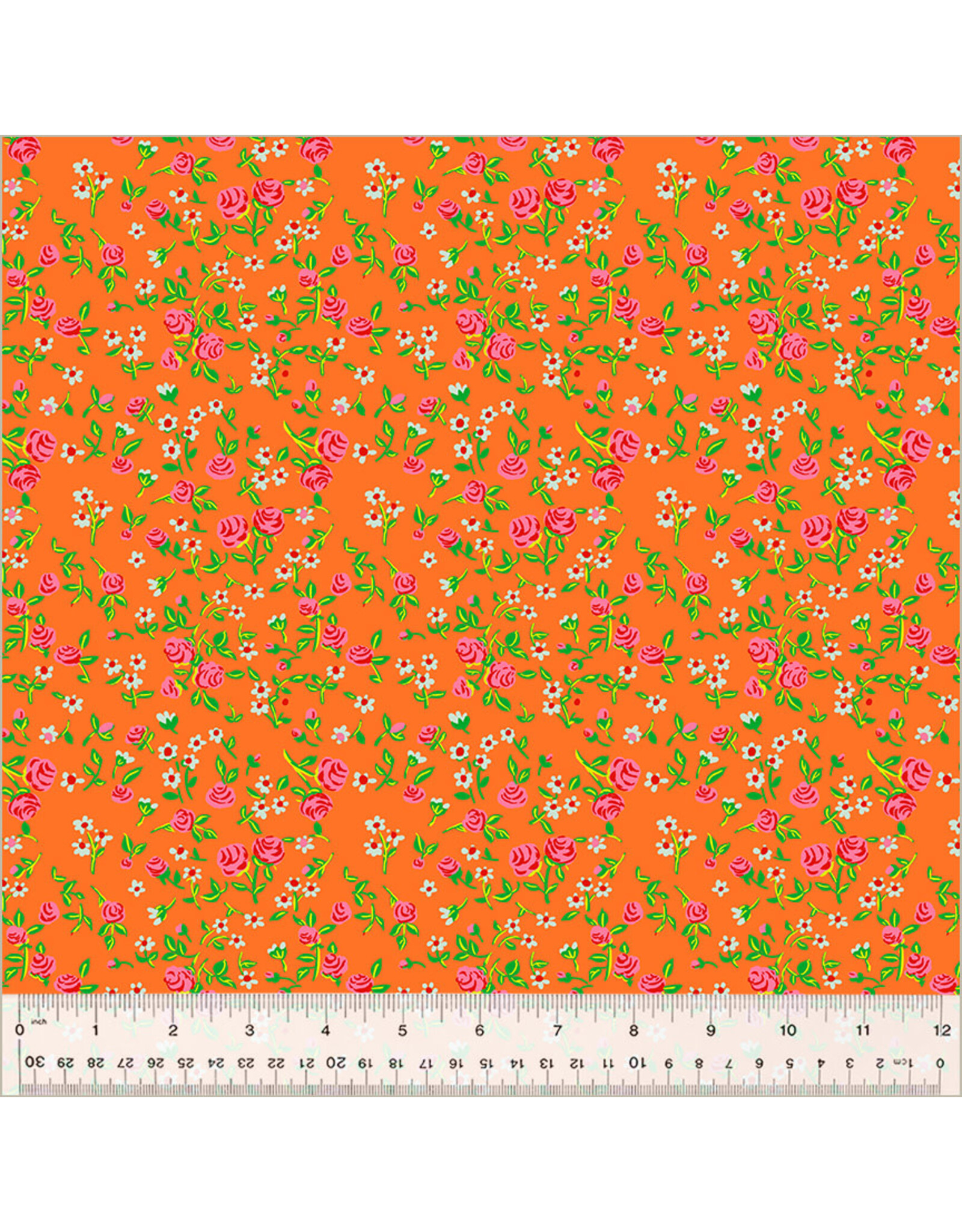 PD's Heather Ross Collection Heather Ross By Hand, Mousy Floral in Tangerine, Dinner Napkin