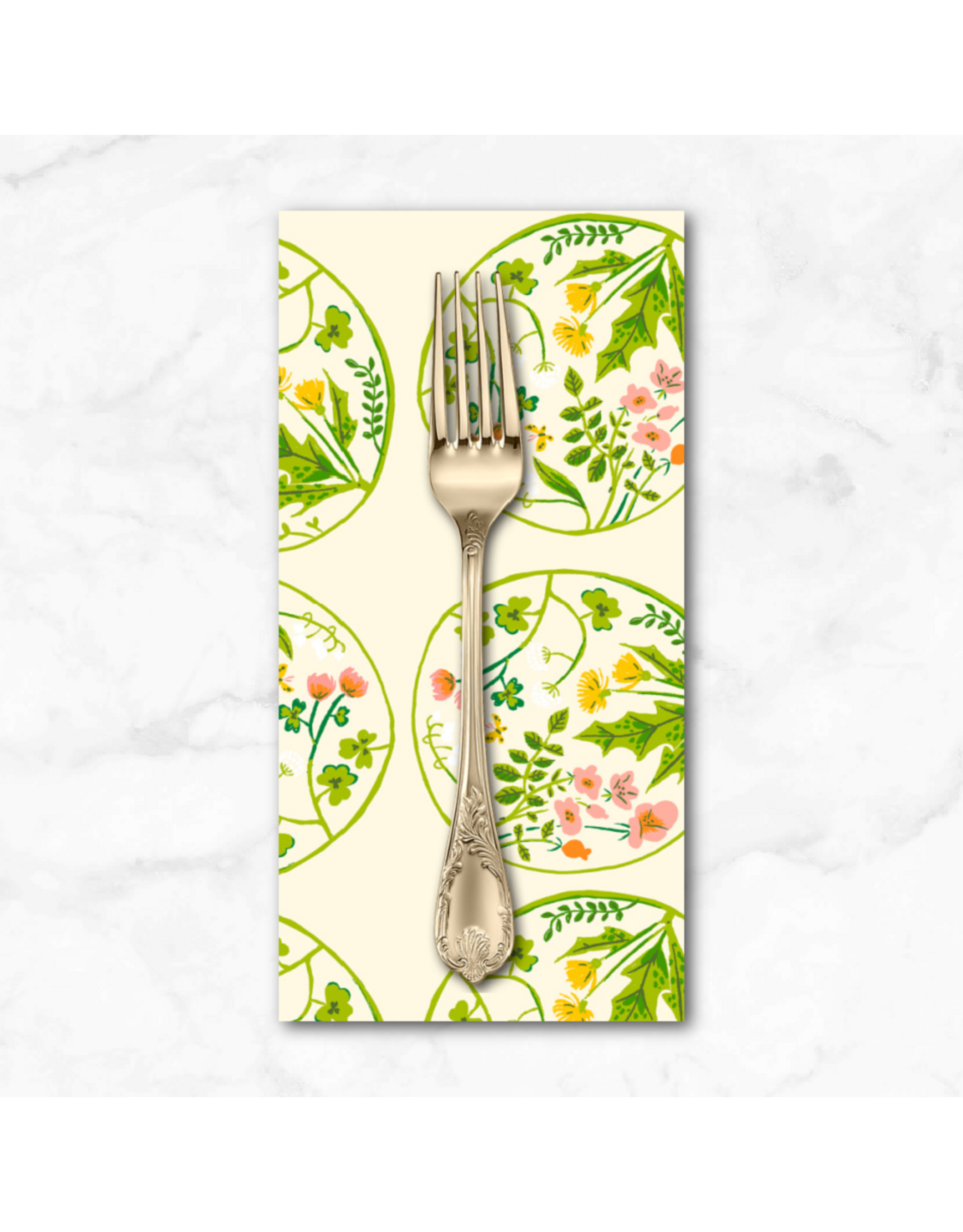 PD's Heather Ross Collection Studio Edit, Floral Wreaths in Cream, Dinner Napkin