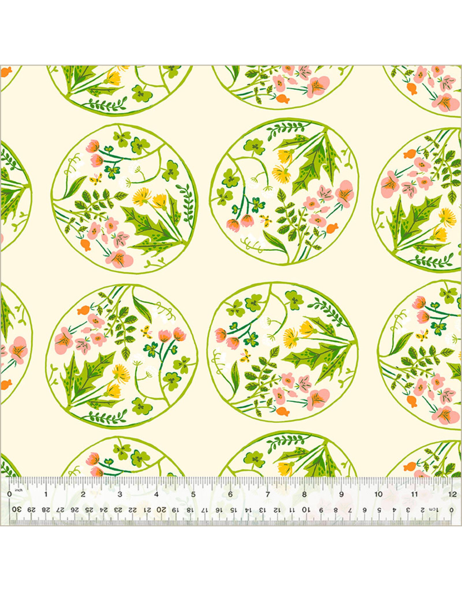 PD's Heather Ross Collection Studio Edit, Floral Wreaths in Cream, Dinner Napkin