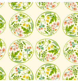 Heather Ross Studio Edit, Floral Wreaths in Cream, Fabric Half-Yards