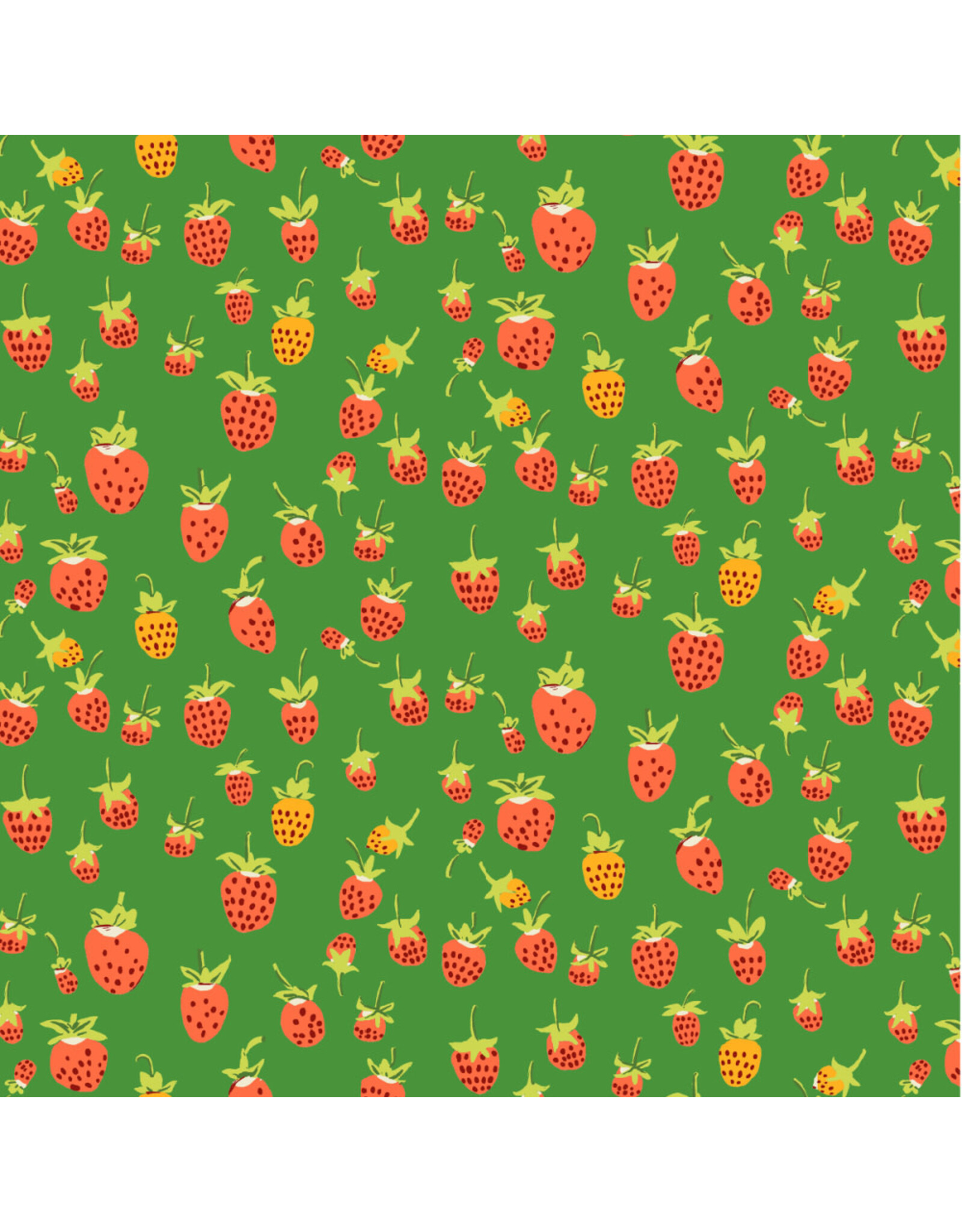 Heather Ross Studio Edit, Strawberries in Green, Fabric Half-Yards