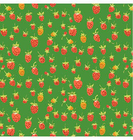 Heather Ross Studio Edit, Strawberries in Green, Fabric Half-Yards