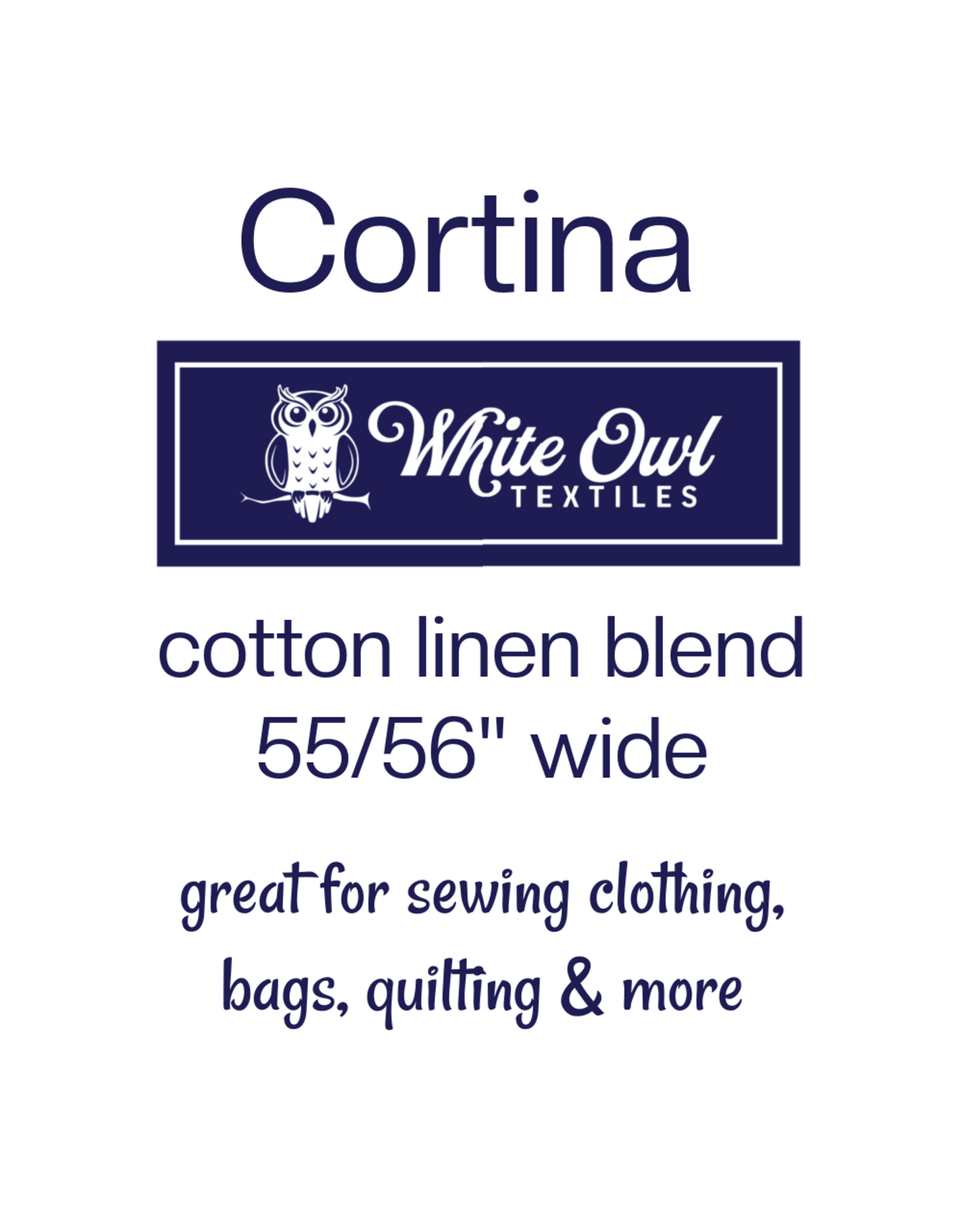 White Owl Textiles Cortina, Yarn Dyed Linen Cotton Blend, Steel Blue, Fabric Half-Yards
