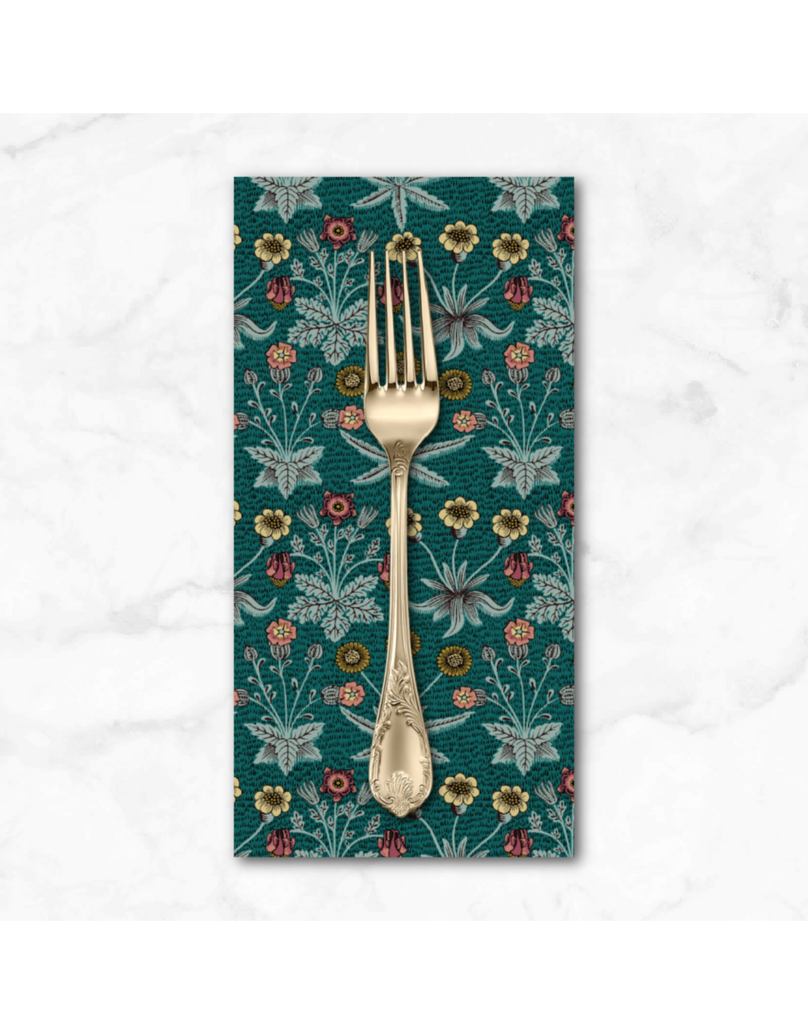 PD's William Morris Collection Morris & Co, Lodden, Daisy Fields in Teal, Dinner Napkin