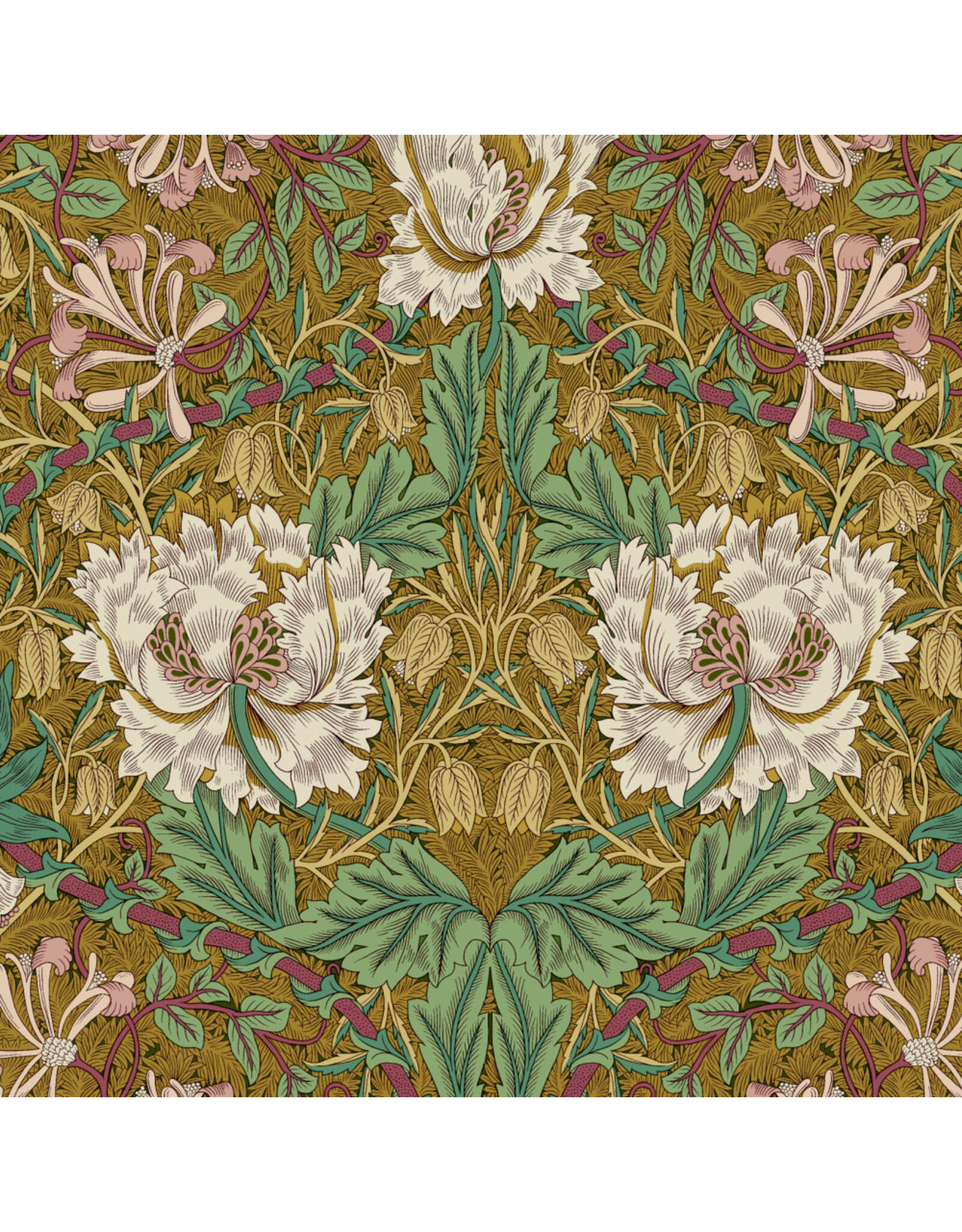 William Morris & Co. Morris & Co, Lodden, Honeysuckle & Tulip in Gold, Fabric Half-Yards