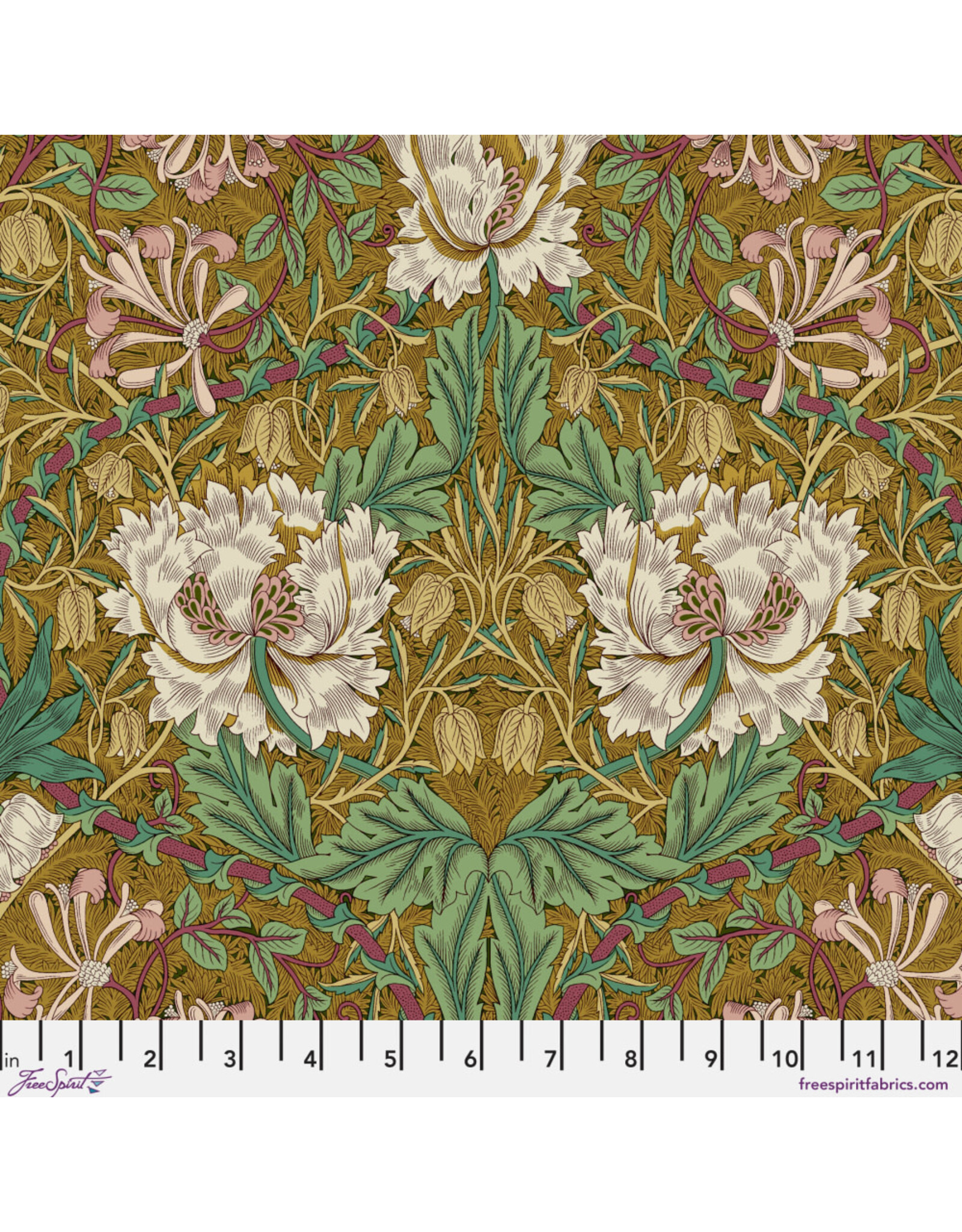William Morris & Co. Morris & Co, Lodden, Honeysuckle & Tulip in Gold, Fabric Half-Yards