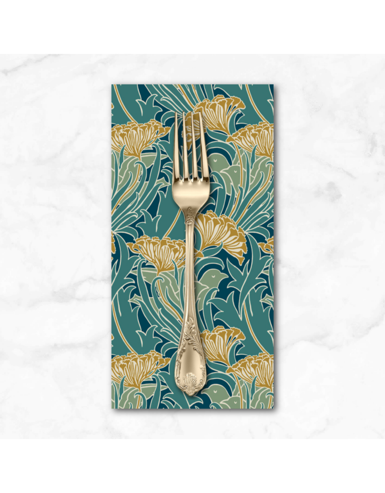 PD's William Morris Collection Morris & Co, Lodden, Laceflower in Teal, Dinner Napkin