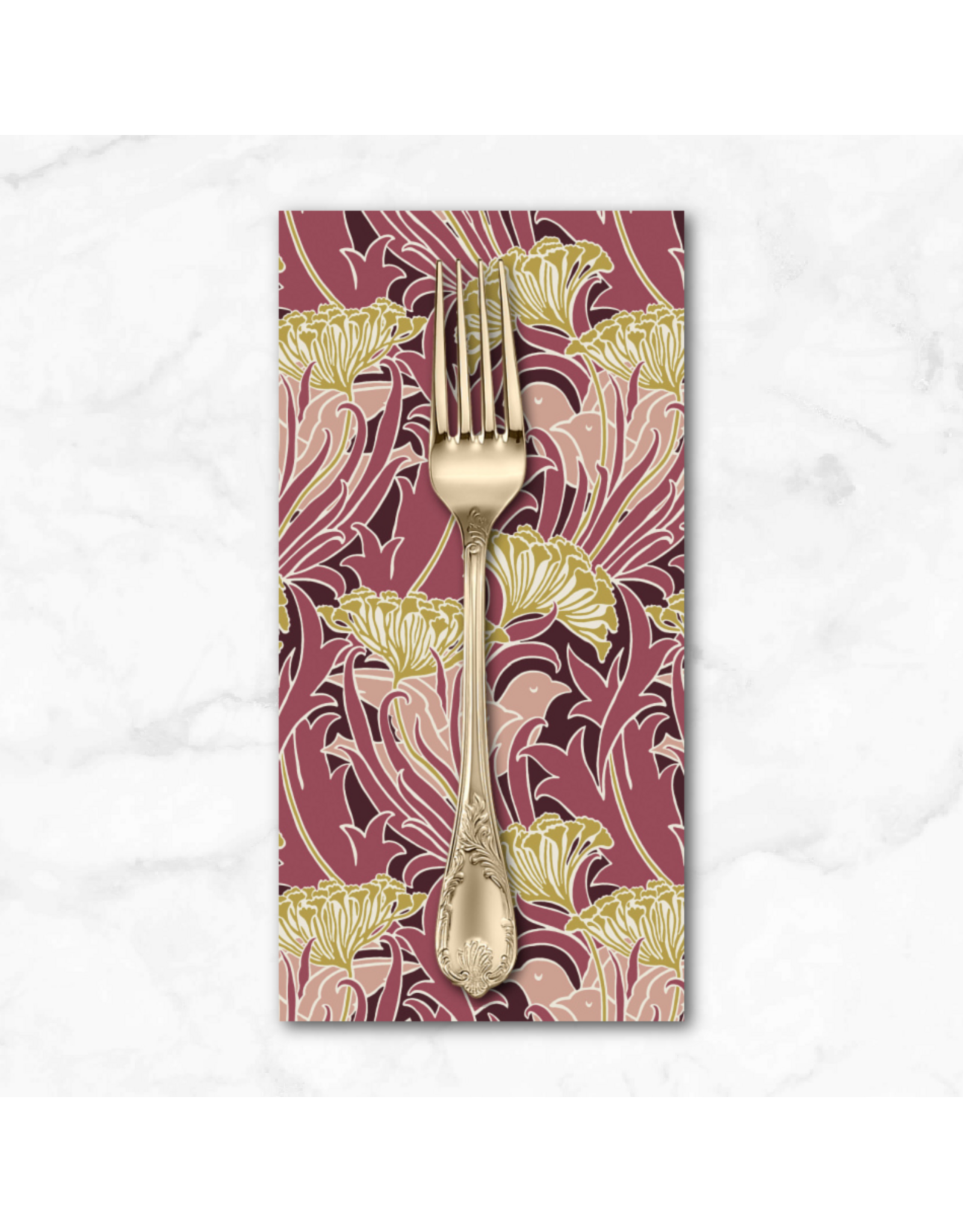 PD's William Morris Collection Morris & Co, Lodden, Laceflower in Wine, Dinner Napkin