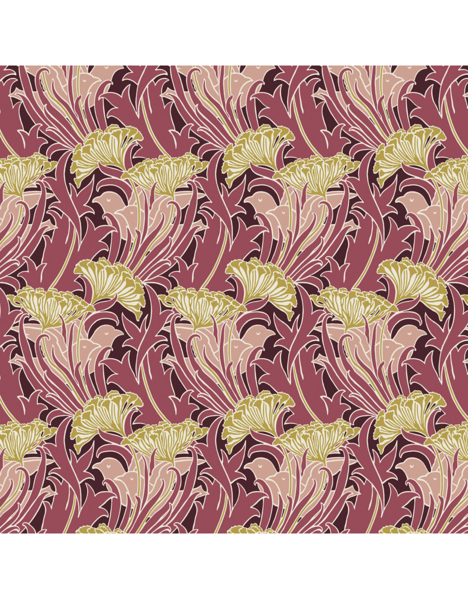 William Morris & Co. Morris & Co, Lodden, Laceflower in Wine, Fabric Half-Yards