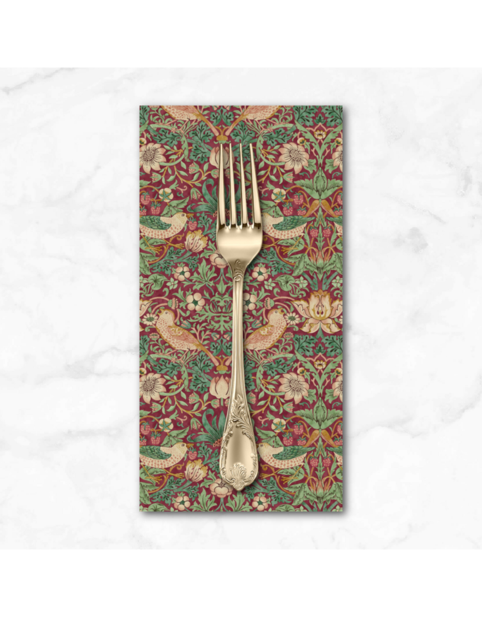 PD's William Morris Collection Morris & Co, Lodden, Mini Strawberry Thief in Dawn Rose, Dinner Napkin