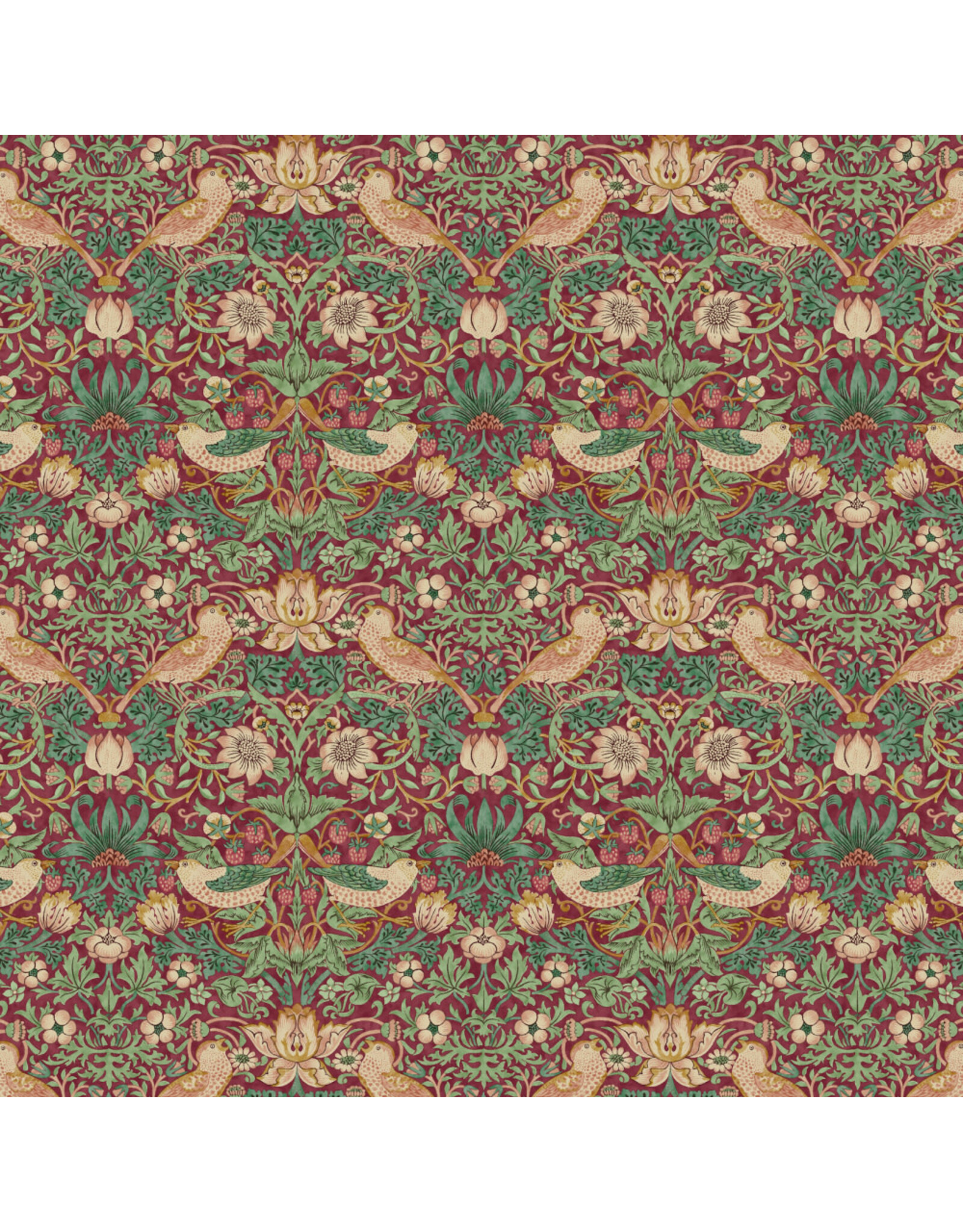 William Morris & Co. Morris & Co, Lodden, Mini Strawberry Thief in Dawn Rose, Fabric Half-Yards