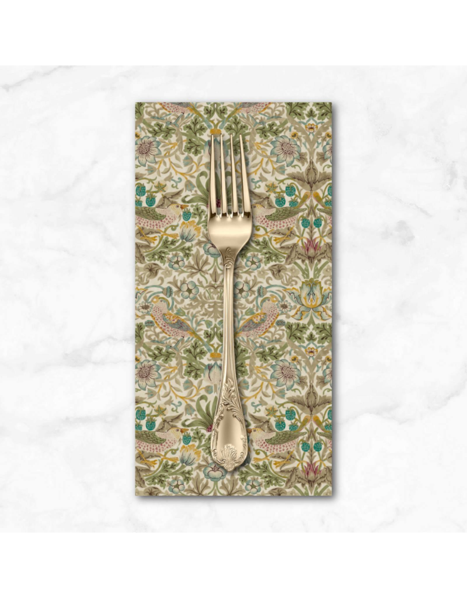 PD's William Morris Collection Morris & Co, Lodden, Mini Strawberry Thief in Old Gold, Dinner Napkin