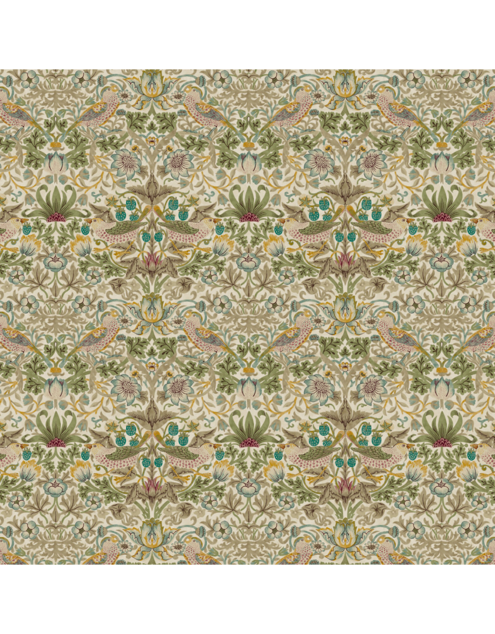 William Morris & Co. Morris & Co, Lodden, Mini Strawberry Thief in Old Gold, Fabric Half-Yards