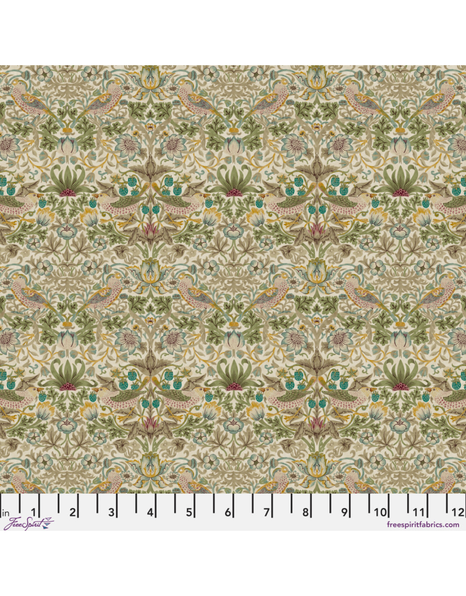 William Morris & Co. Morris & Co, Lodden, Mini Strawberry Thief in Old Gold, Fabric Half-Yards