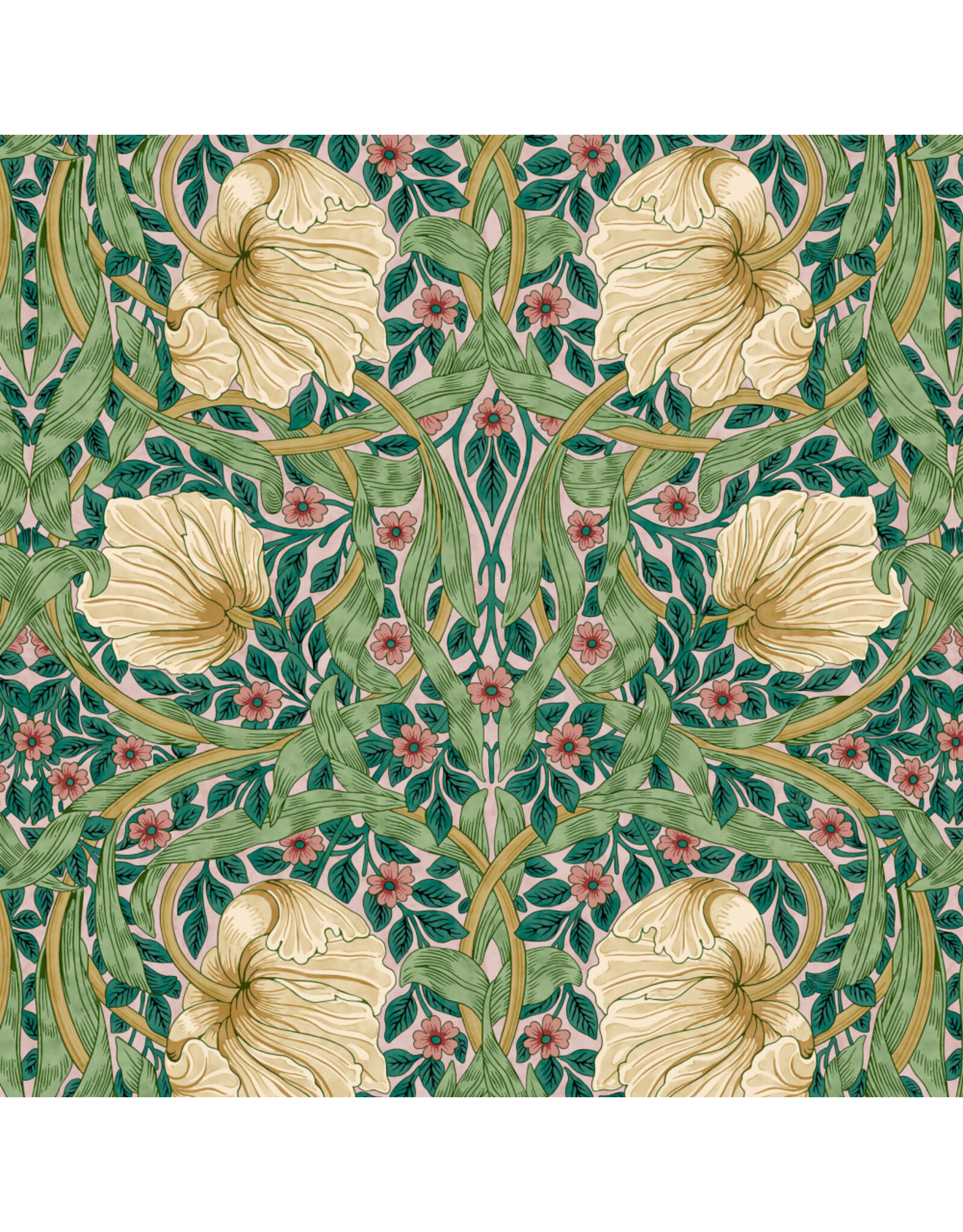 William Morris & Co. Morris & Co, Lodden, Small Pimpernel in Citrus Sage, Fabric Half-Yards