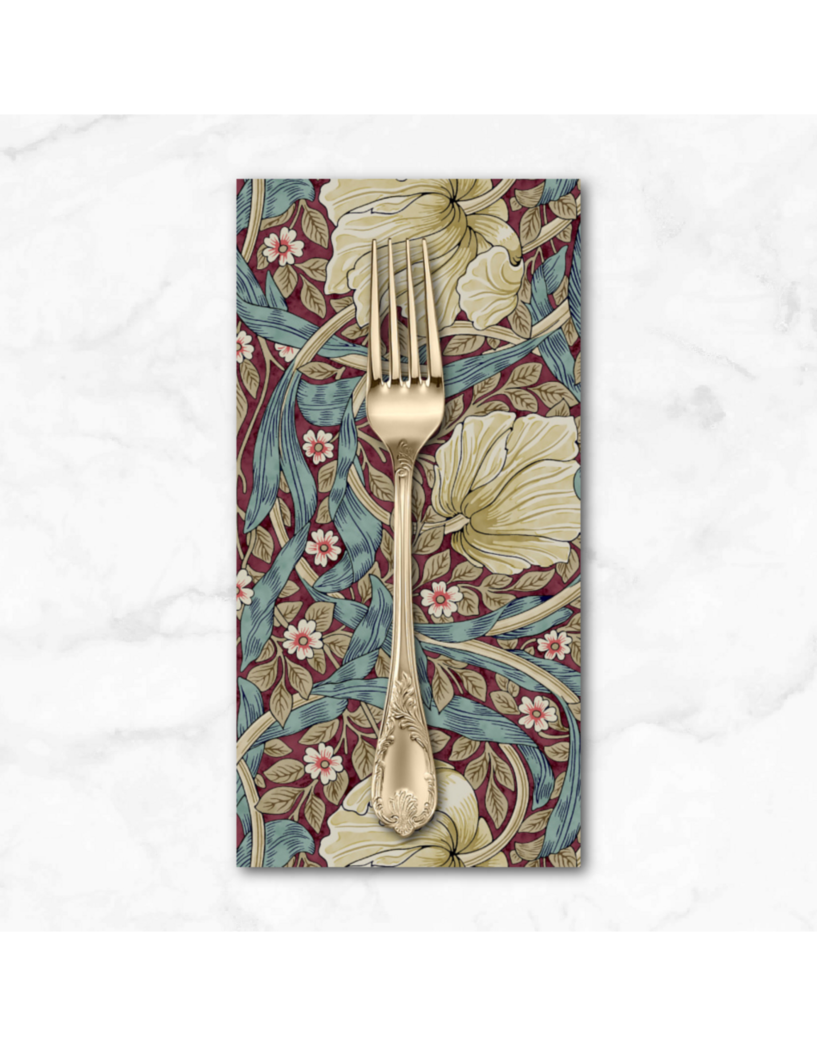 PD's William Morris Collection Morris & Co, Lodden, Small Pimpernel in Teal Berry, Dinner Napkin