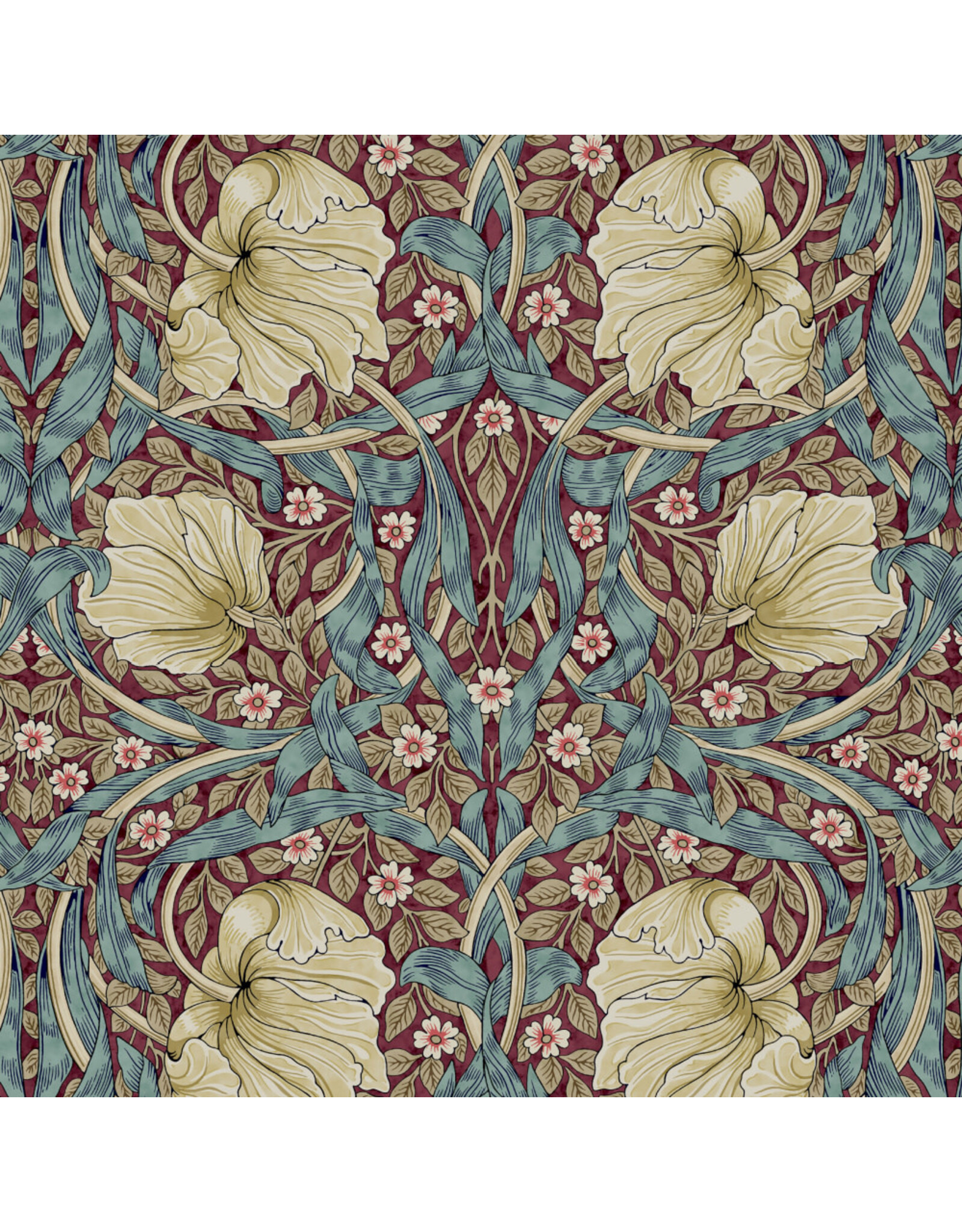 William Morris & Co. Morris & Co, Lodden, Small Pimpernel in Teal Berry, Fabric Half-Yards