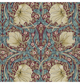 William Morris & Co. Morris & Co, Lodden, Small Pimpernel in Teal Berry, Fabric Half-Yards