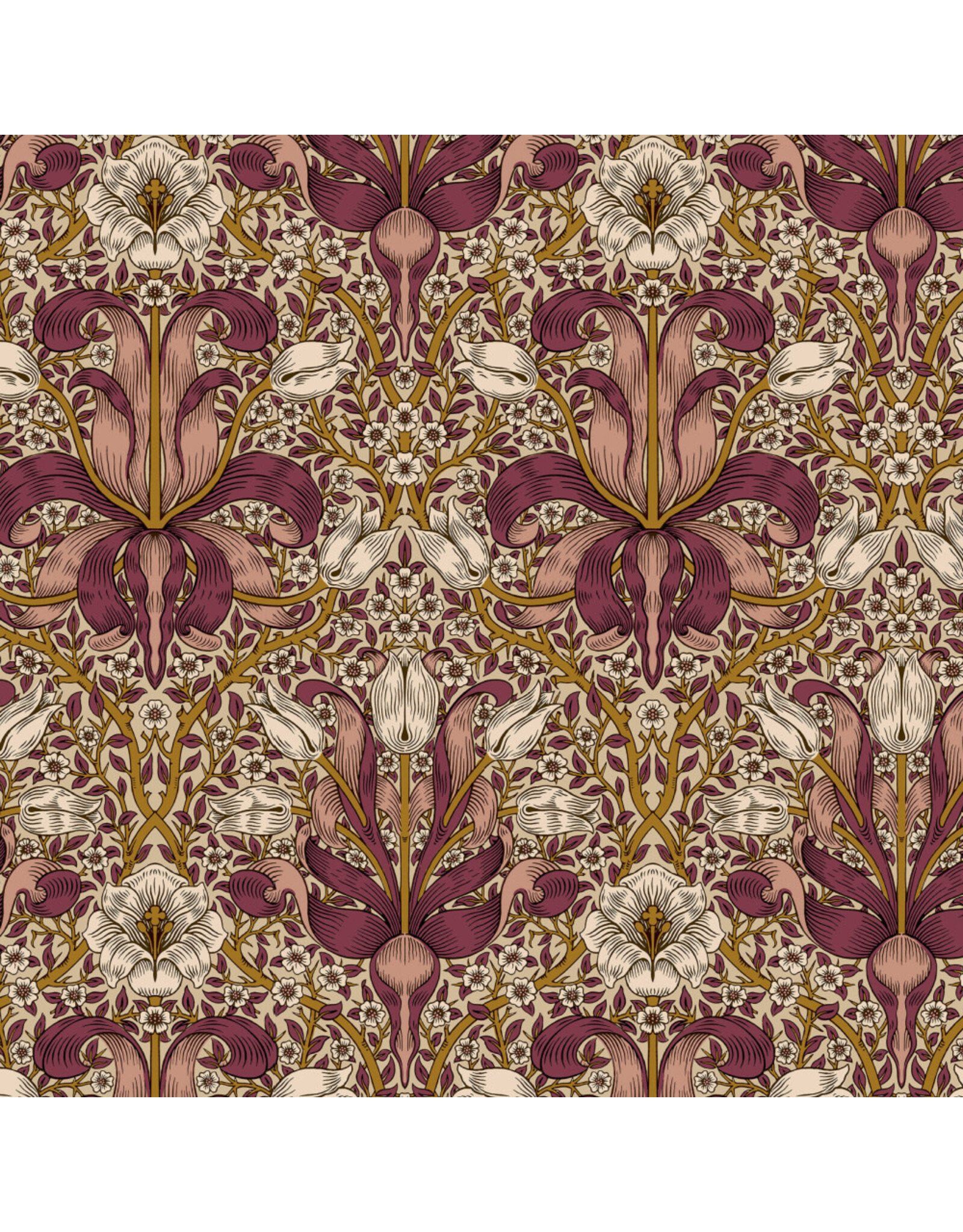 William Morris & Co. Morris & Co, Lodden, Spring Thicket in Barbed Berry, Fabric Half-Yards
