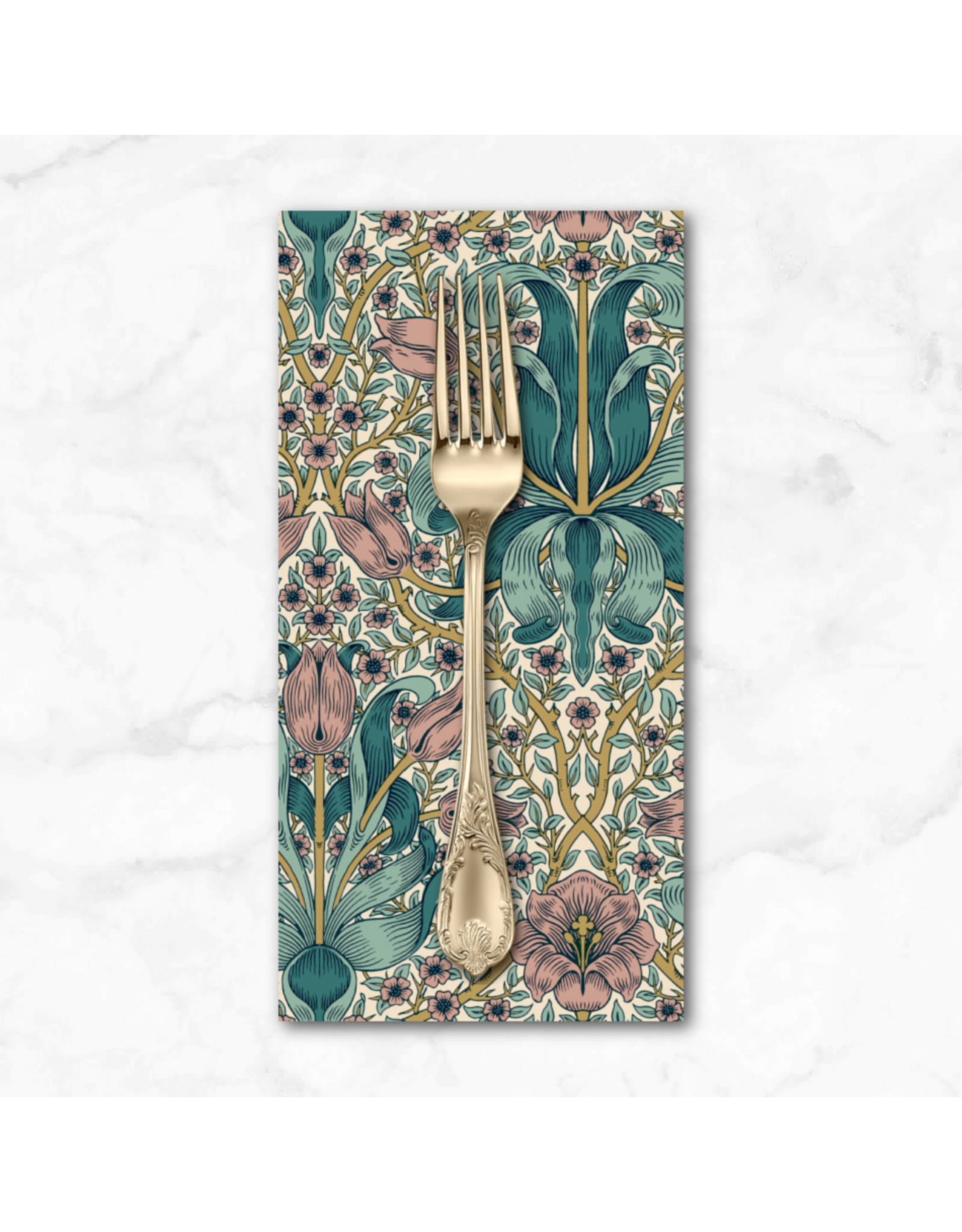 PD's William Morris Collection Morris & Co, Lodden, Spring Thicket in Teal, Dinner Napkin