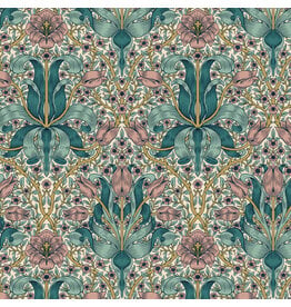 William Morris & Co. Morris & Co, Lodden, Spring Thicket in Teal, Fabric Half-Yards