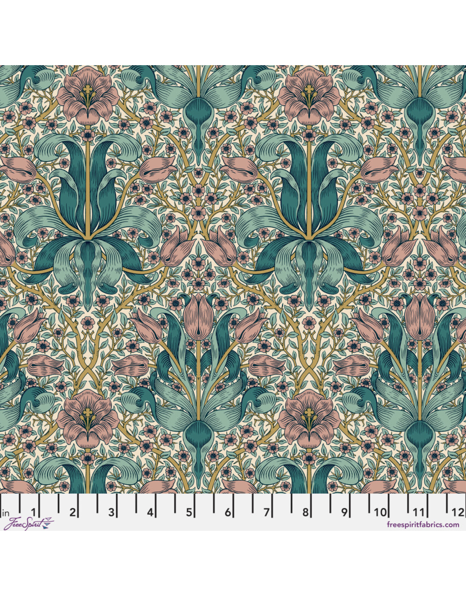 William Morris & Co. Morris & Co, Lodden, Spring Thicket in Teal, Fabric Half-Yards