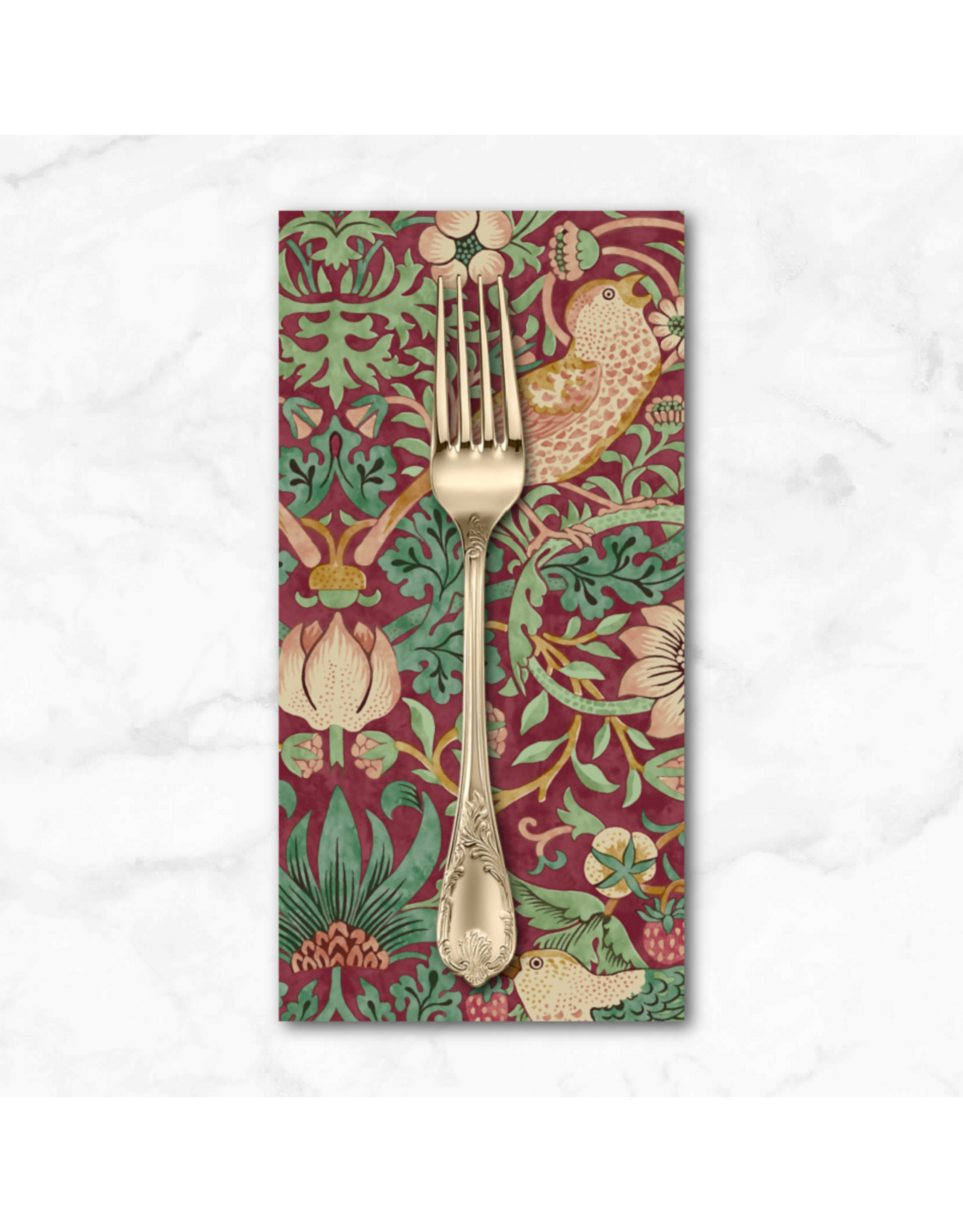 PD's William Morris Collection Morris & Co, Lodden, Strawberry Thief in Dawn Rose, Dinner Napkin